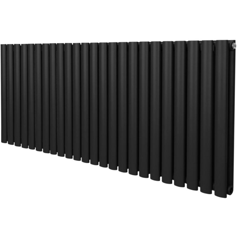 Monster-shop - Röhrenheizkörper Oval 600 X 1440mm Horizontaler Wandheizkörper Paneelheizkörper Matt Schwarz Kohlenstoffstahl Wohn- Badezimmer