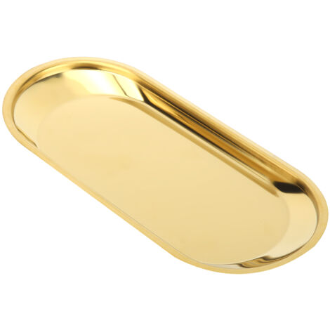 Ovale Aufbewahrungsschale aus Edelstahl im nordischen Stil für Schmuck, Kosmetik oder Snacks (Gold)