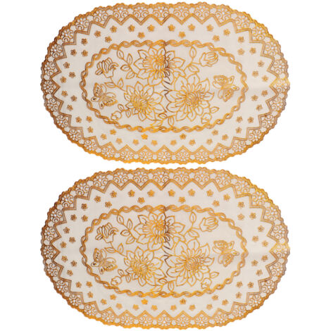 ovale, goldene PVC-Untersetzer – elegante Tischdecke für Küche, Restaurant, Hochzeitsdekoration