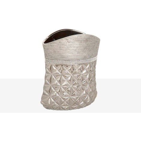 Ovale Keramikvase Silber 21x13x25cm