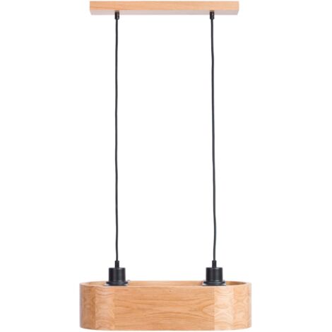 Ovale Pendelleuchte ANTILIA Kronleuchter Eiche 450 mm