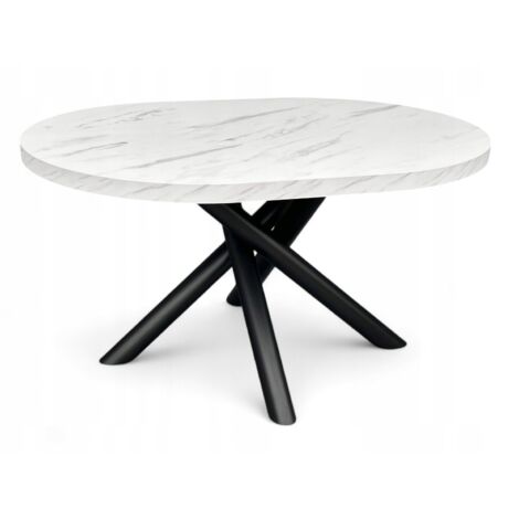 Ovaler Esstisch 100x140 cm Marmoroptik, Designer Metallbeine