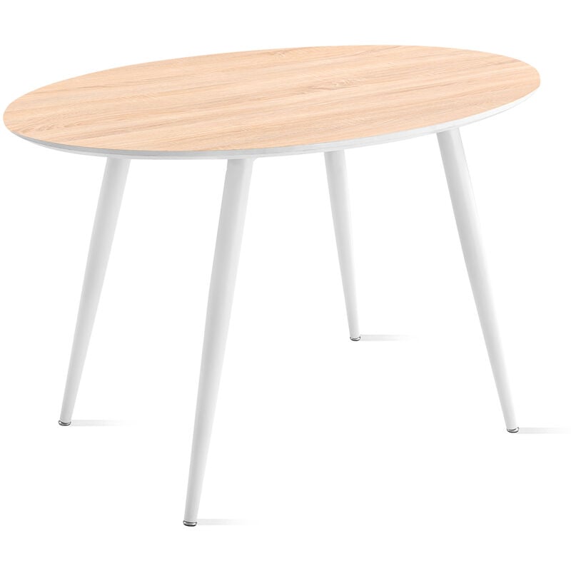 Ovaler Esstisch aus Holz für Wohnzimmer, Küche oder Büro, skandinavischer Stil, braun