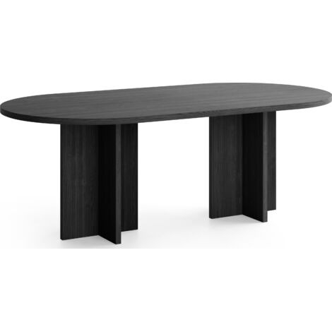 Ovaler Esstisch – Esszimmertisch, Küchentisch für 8 Personen – Modernes Minimalistisches Design – 200 x 90 cm – Esche Schwarz