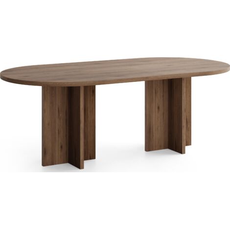 Ovaler Esstisch – Esszimmertisch, Küchentisch für 8 Personen – Modernes Minimalistisches Design – 200 x 90 cm – Nussbaum Braun