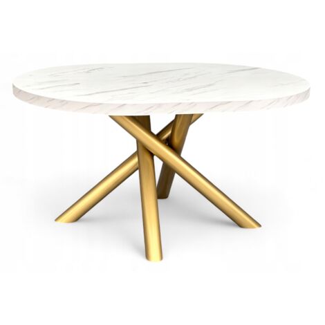Ovaler Esstisch Marmor 100x140 cm, Gold Metall Design-Beine