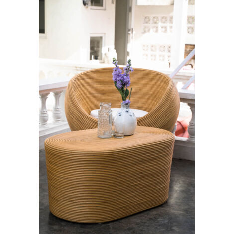 OVALER LEICHTER RATTAN-TISCH TEGAL