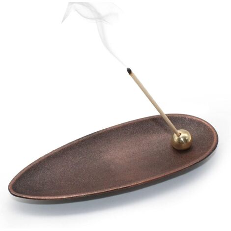 Ovaler Räuchergefäß aus Messing für Kegel und Stäbchen mit Kupferkugeln für Meditation und Yoga