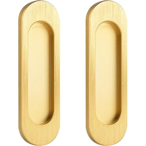 Ovaler Schiebetürgriff, Aluminiumlegierung, selbstklebender Schiebetürgriff, Schiebetür, Mülleimerfenster, nicht perforierter Schrank (Gold, 100 mm), 2 Stück
