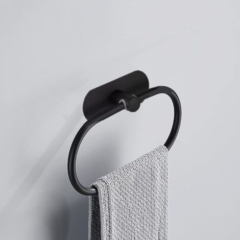 Ovaler, selbstklebender Handtuchhalter aus Edelstahl zur Wandmontage, Badezimmeraccessoires, 2 kg (Schwarz)