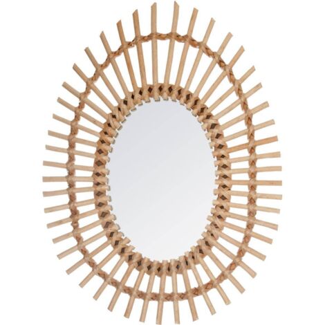 Ovaler Spiegel aus Rattan 43 × 58 cm