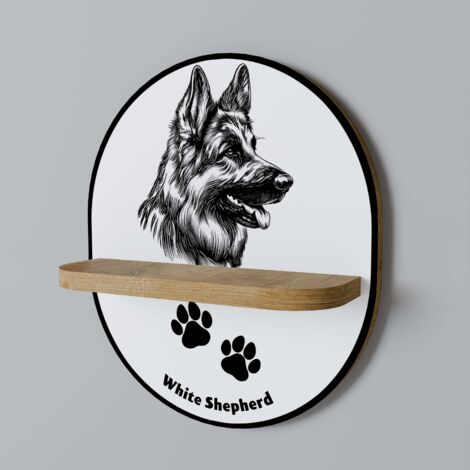 Ovales Regal „Weißer Schäferhund“