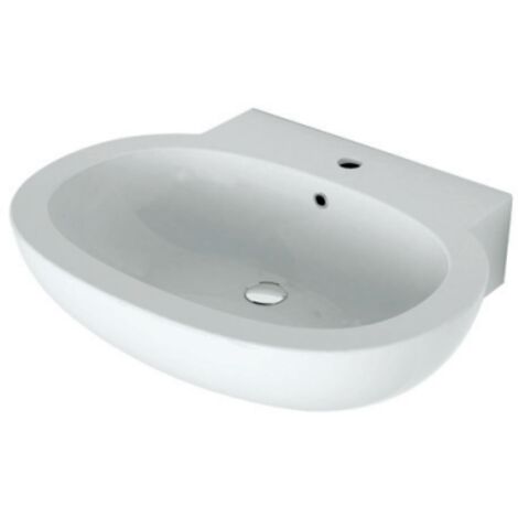 Ovales Waschbecken 65x52 cm aus glänzend weißer Keramik – Ceramica Cielo Easy Evo - Senza colonna