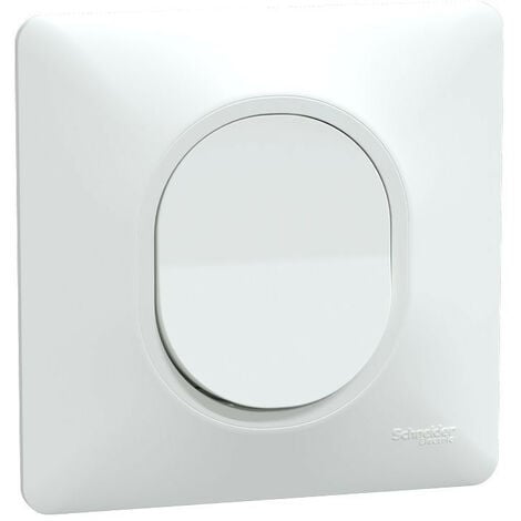 SCHNEIDER ELECTRIC Ovalis - bouton poussoir à fermeture - 10AX - Blanc - griffes montées - plaque (S321206)