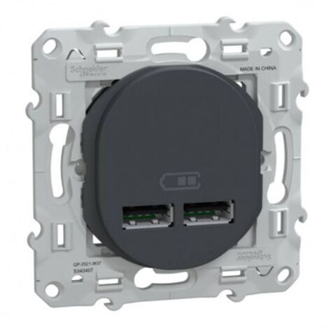 Ovalis - double chargeur USB A+A 10,5W - Anthracite (S340407)