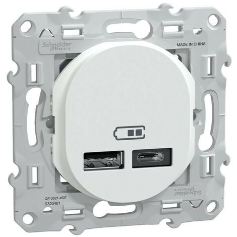 SCHNEIDER ELECTRIC Ovalis - double chargeur USB A+C 12W - Blanc (S320401)