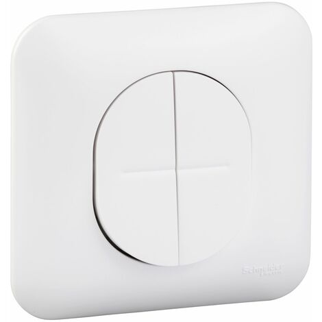 SCHNEIDER ELECTRIC Double interrupteur va-et-vient Ovalis - 10A - Connexion automatique - Blanc