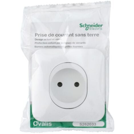 SCHNEIDER ELECTRIC Ovalis - Prise de courant 2P, 16 A, connexion automatique - Blanc