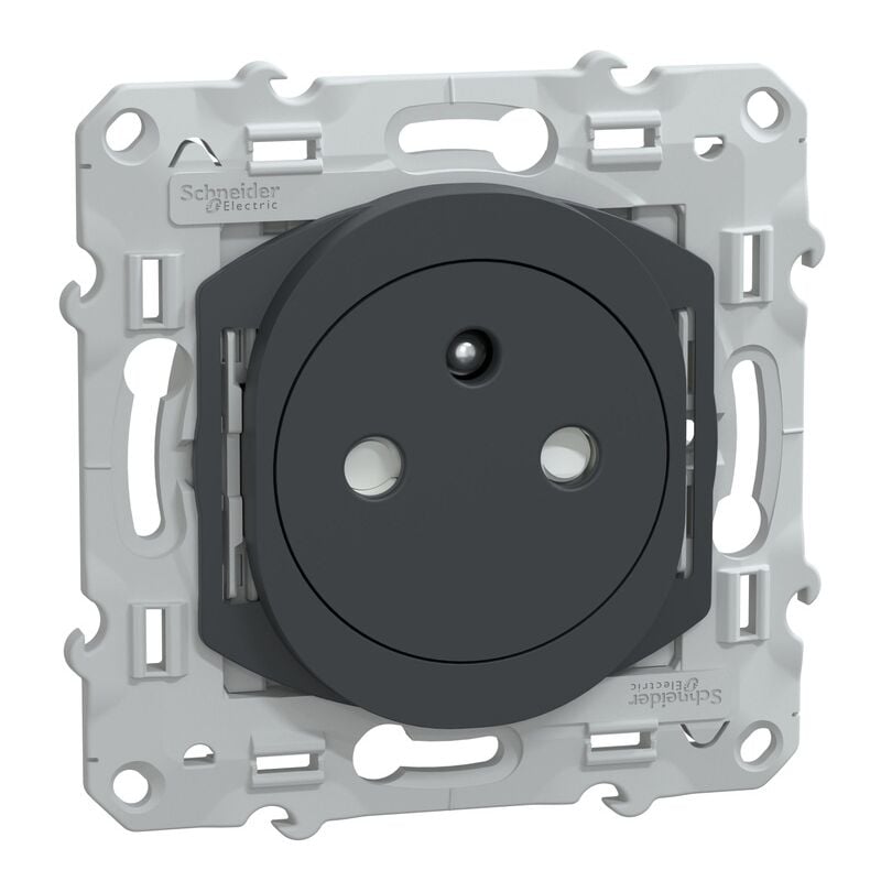 Schneider Electric - prise 2P+T affleurante ovalis schneider anthracite S340052