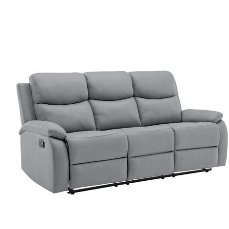 OVAR - Canapé 3 places relax en tissu gris foncé
