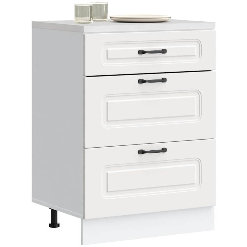 Kitchen Base Cabinet Kalmar White Engineered Wood Vidaxl