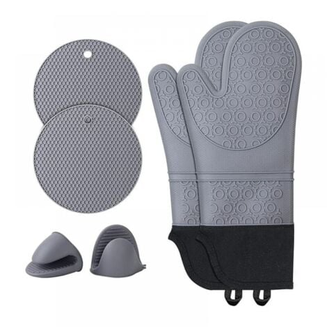 Oven Mitts, Pot Holders, Oven Gloves, Silicone: Heat Resistant up to 230°C - 2 Oven Mitts