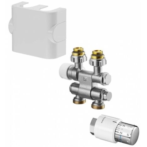 Oventrop Anschluss-Set für Badheizkörper Multiblock TF/Uni S, schwenkbar, Weiß