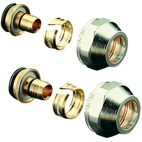 Oventrop Cofit S Klemmringverschraubung 2fach für Copipe 17x2,0mm x G 3/4" Überwurfmutter, vernickelt