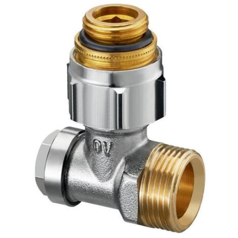Oventrop Combi 3 Multiflex Absperrwinkelverschraubung, 1/2" Außengewinde x 3/4" Außengewinde, Messing vernickelt