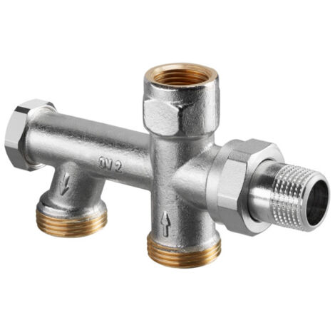 Oventrop Duo Zweirohr-Anschlussstück, mit Absperrung, G 3/4" Außengewinde, Abstand 50mm