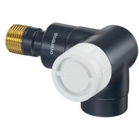 Oventrop E Thermostatventil DN 15 1/2", PN 10 Winkeleckausführung rechts, Anthrazit