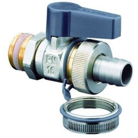Oventrop KFE-Kugelhahn Optiflex 1783354 Entleerungshahn Heizung, DN 15, Messing vernickelt, Schlauchverschraubung und Kappe