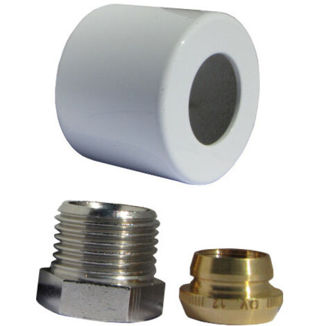 Oventrop Klemmringverschraubungs-Set für Baureihe E, 1/2" x15mm, Weiß