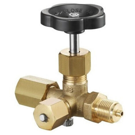 OVENTROP Manometerabsperrventil mit Spannmuffe und Zapfen, PN 250 DIN 16271-A-20 Ms, Messing/Niro, mit Prüfzapfen M 20 x 1,5, 1115104