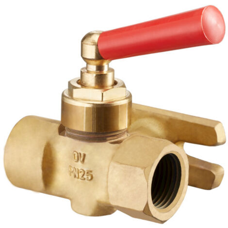 Oventrop Manometerhahn 1110204 DN 15, G 1/2, IG, PN 25, mit Prüfflansch 25 x 60 mm