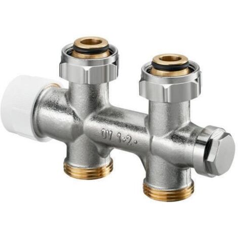 Oventrop Multiblock T Anschlussarmatur 3/4" Überwurfmutter x 3/4" Außengewinde, Ein- und Zweirohr Durchgangsausführung, Messing
