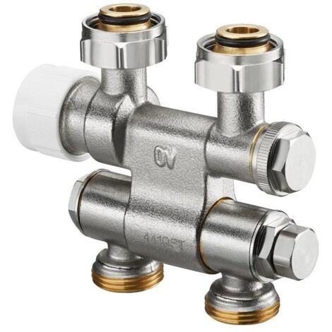Oventrop Multiblock TF Anschlussarmatur 3/4" Überwurfmutter x 3/4" Außengewinde, Ein- und Zweirohr schwenkbar, Messing