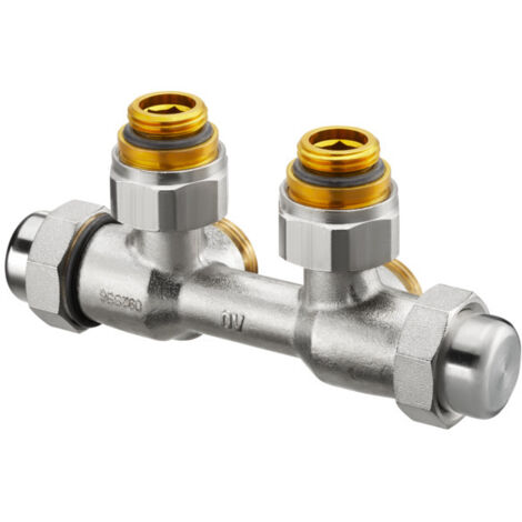 Oventrop Multiflex FQ Verschraubung für G 1/2" Innengewinde, Eckausführung rechts, G 1/2" Außengewinde x 3/4" Außengewinde