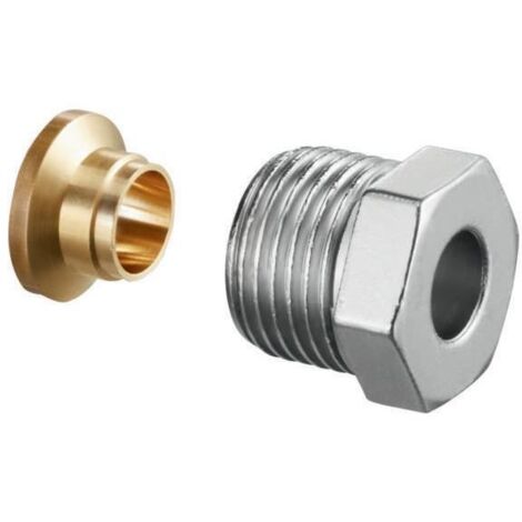 Oventrop Ofix CE Klemmringverschraubung, für Innengewinde 1/2" x 15mm, für Kupferrohrechts, vernickelt
