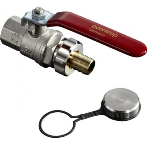 OVENTROP Robinet à tournant sphérique avec filetage intérieur PN 16 et raccord de tuyau DN 25, Rp 1, températures de -20 C à +120 C, laiton, nickelé, 1036158