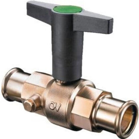 OVENTROP Robinet à tournant sphérique avec poignée à genouillère en plastique Optibal avec raccord à sertir PN 16 DN 15, 18 mm, laiton, nickelé, 1077163