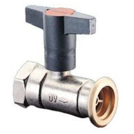 OVENTROP Robinet à tournant sphérique pour pompe Optibal P avec filetage intérieur et bride de pompe PN 10, avec clapet anti-retour DN 32, Rp 1 1/4 x G 1 1/2, laiton, nickelé, 1078173