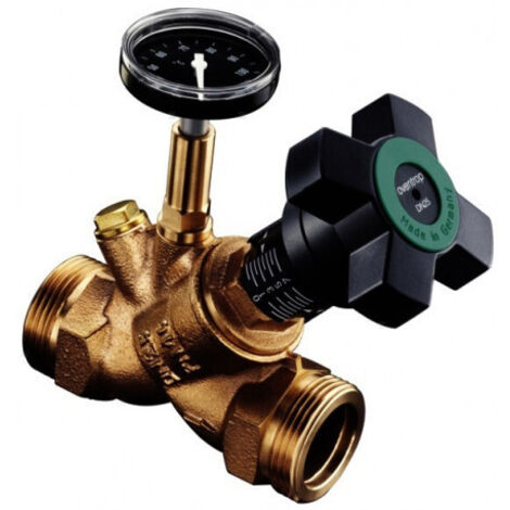 OVENTROP Robinet de circulation statique Aquastrom C avec filetage extérieur DN 15, G 3/4, avec isolation thermique et thermomètre, 4207104
