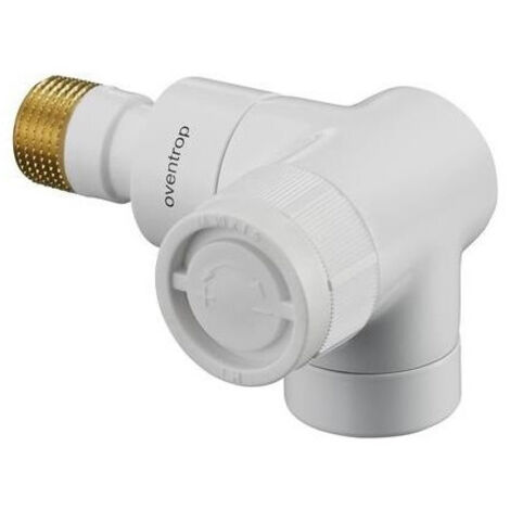 OVENTROP Robinet thermostatique E équerre en angle droit DN 15, Rp 1/2 x R 1/2, PN 10, revêtement en poudre blanc, 1163463