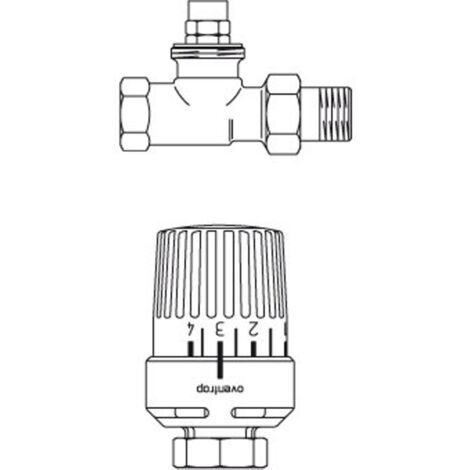 OVENTROP Rücklauftemperaturbegrenzerset DN 15, Rücklauf-Durchgangsventil und Thermostat Uni RTLH, 1028464