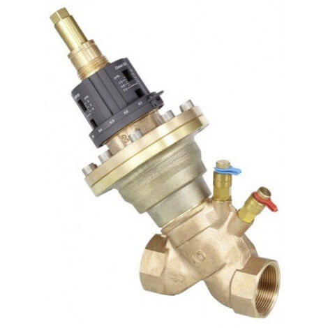 OVENTROP Vanne de régulation indépendante de la pression Cocon QTR avec filetage intérieur PN 25 DN 40, Rp 11/2, 1,5 - 7,5 m2/h, avec deux robinets de mesure Classic montés, bronze rouge, 1146112