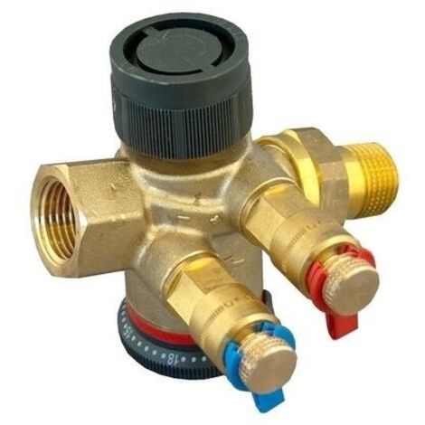 OVENTROP Vanne de régulation indépendante de la pression Cocon QTZ avec raccord à vis et filetage intérieur PN 16 DN 20, R 3/4 x Rp 3/4, 150-1050 l/h, avec deux robinets de mesure Classic montés, lait