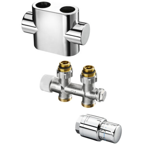 Oventrop Ventil-Anschlussset m TH-Kopf Durchgangsform, Multiblock weiß