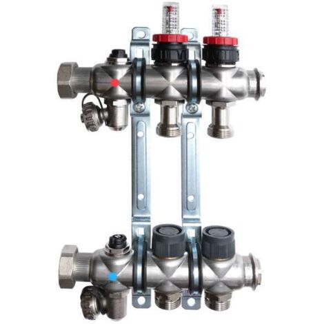 OVENTROP Verteiler Edelstahl 1'' für FBH 2 Kr.,m.Durchflusseinsätzen 0-5 l/min. 1405352