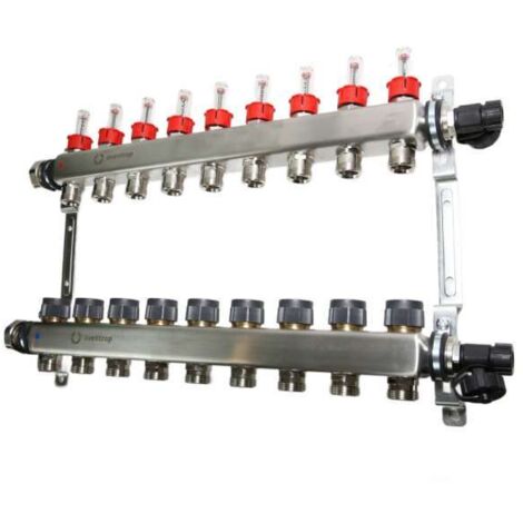 OVENTROP Verteiler Edelstahl 1'' für FBH 9 Kr.,m.Durchflusseinsätzen 0-5 l/min. 1406359